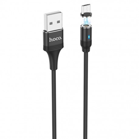 Καλώδιο σύνδεσης Hoco U76 Fresh USB σε Mircro-USB 2.4A με Αποσπώμενο Μαγνητικό Κονέκτορα και LED Ένδειξη Μαύρο 1.2μ