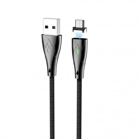 Καλώδιο σύνδεσης Hoco U75 Magnetic USB σε Micro-USB 3.0A με Αποσπώμενο Μαγνητικό Κονέκτορα και LED Ένδειξη Μαύρο 1.2μ