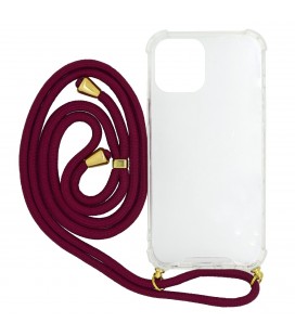 Θήκη Ancus Crossbody για Apple iPhone 12 Pro Max Διάφανη με Κόκκινο Κορδόνι