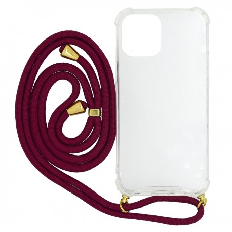 Θήκη Ancus Crossbody για Apple iPhone 12 Pro Max Διάφανη με Κόκκινο Κορδόνι