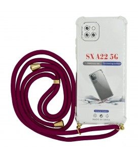 Θήκη Ancus Crossbody για Samsung SM-A226F Galaxy A22 5G Διάφανη με Κορδόνι Μπορντό