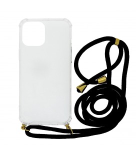 Θήκη Ancus Crossbody για Apple iPhone 12 Pro Max Διάφανη με Μαύρο Κορδόνι