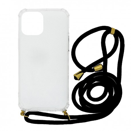 Θήκη Ancus Crossbody για Apple iPhone 12 Pro Max Διάφανη με Μαύρο Κορδόνι