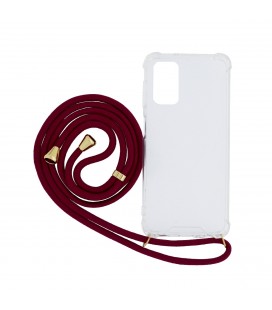 Θήκη Ancus Crossbody για Samsung SM-A136F Galaxy A13 5G Διάφανη με Κορδόνι Μπορντό