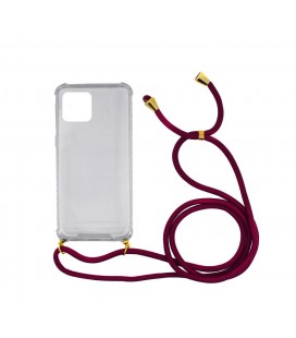 Θήκη Ancus Crossbody για Apple iPhone 11 Διάφανη με Κορδόνι Μπορντό