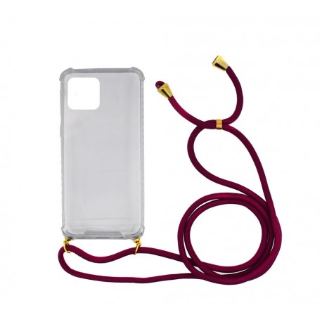 Θήκη Ancus Crossbody για Apple iPhone 11 Διάφανη με Κορδόνι Μπορντό