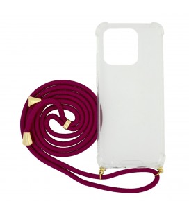 Θήκη Ancus Crossbody για Xiaomi Redmi 10C 4G Διάφανη με Κορδόνι Μπορντώ