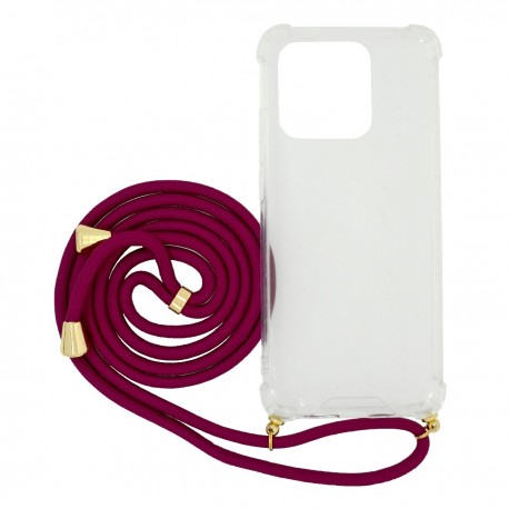 Θήκη Ancus Crossbody για Xiaomi Redmi 10C 4G Διάφανη με Κορδόνι Μπορντώ