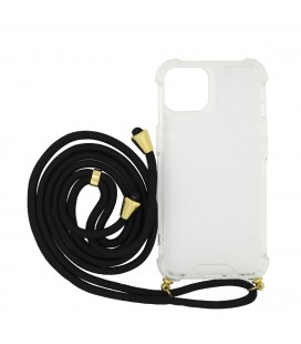 Θήκη Ancus Crossbody για Apple iPhone 14 Διάφανη με Κορδόνι Μαύρο