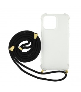 Θήκη Ancus Crossbody για Apple iPhone 14 Pro Διάφανη με Κορδόνι Μαύρο