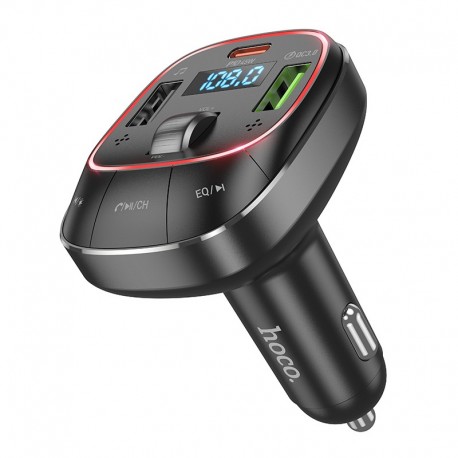 Bluetooth FM Transmitter Hoco E76 Pole USB-C PD45W+USB 18W QC3.0+USB 32W Playback v5.0 LED Ένδειξη Μαύρο