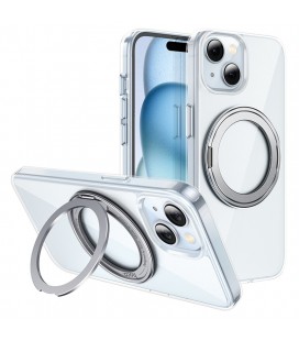 Θήκη Hoco Stand Magnetic Case 2 in 1 Mag-Charge 360° Rotating Ring για Apple iPhone 15 Διάφανη