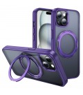 Θήκη Hoco Stand Magnetic Case 2 in 1 Mag-Charge 360° Rotating Ring για Apple iPhone 15 Μωβ