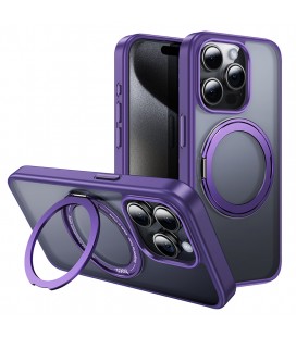 Θήκη Hoco Stand Magnetic Case 2 in 1 Mag-Charge 360° Rotating Ring για Apple iPhone 15 Pro Μωβ